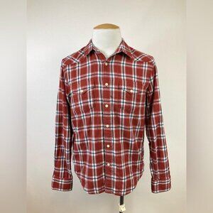 LUCKY BRAND Men's Red Plaid Shirt, Lined, Size Medium